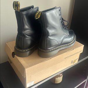 Dr. Martens Black Boots with Yellow Stitching